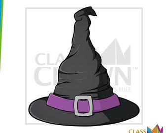 Halloween Clipart: Witch Hat (Human Hand-drawn, Includes Color and B&W)