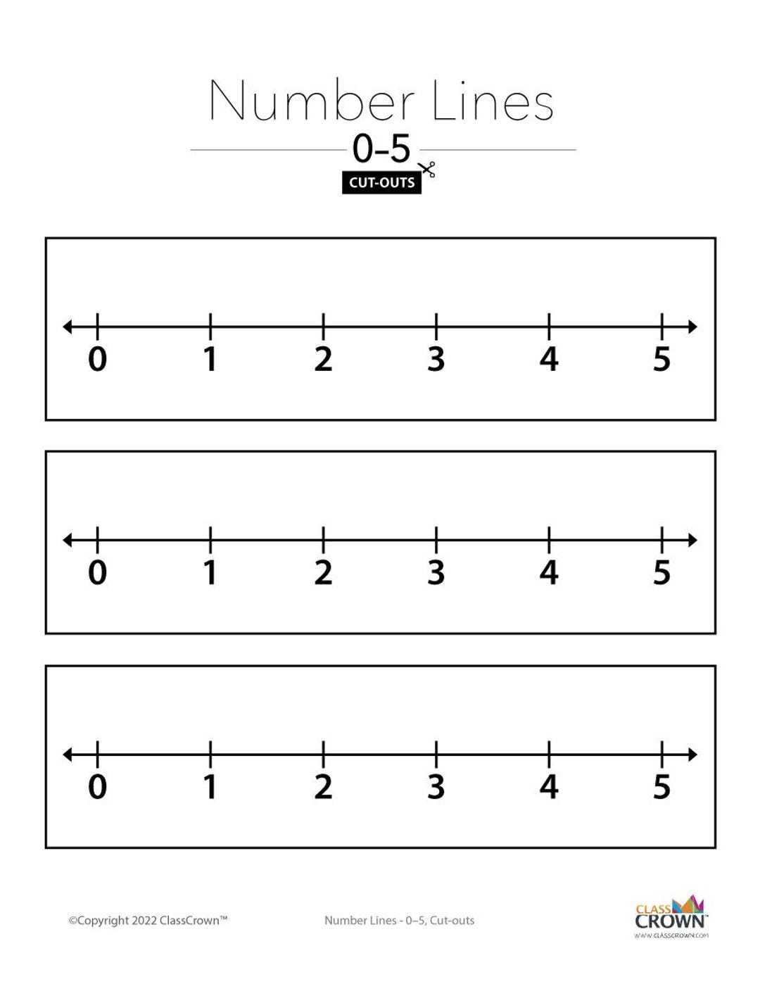 Number Line Worksheet Printables for Teachers (bundle Pack) - Cut-out ...