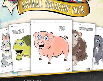 Animal Coloring Pages Bundle (20 animal coloring pages)