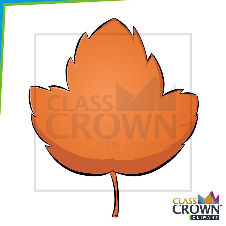 May include: An orange leaf illustration with a black outline. The leaf has a stem and is set against a white background. The text "CLASS CROWN" is printed on the leaf.