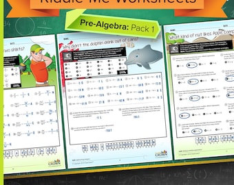 Pre-algebra Worksheets with Riddles: Pack 1