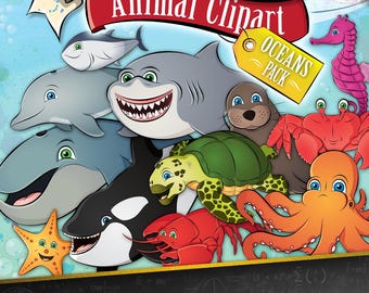 Ocean Animals Clipart - Sea Creatures Clipart