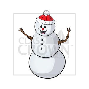 May include: A cartoon snowman with a red hat and a smiling face. The snowman has three black buttons and brown stick arms. The image includes the text "CLASS CROWN WHERE TEACHERS RULE".