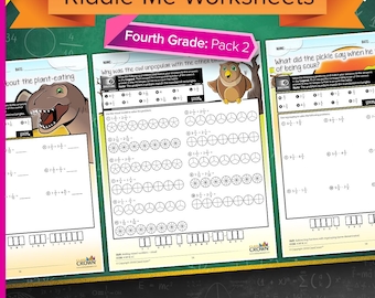 4th Grade Math Worksheets with Riddles: Pack 2