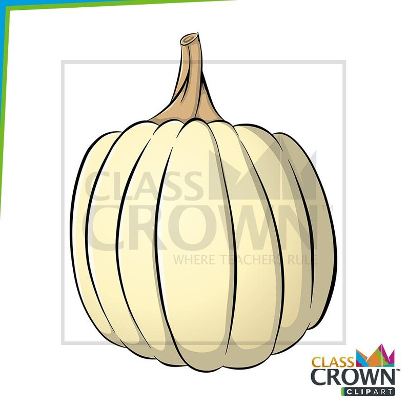 May include: A cartoon illustration of a white pumpkin with black outlines and a brown stem. The pumpkin has vertical ridges and is set against a white background. The text "CLASS CROWN" is visible on the pumpkin.