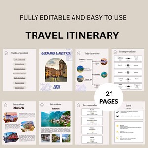 Editable Travel Itinerary Template | Trip Itinerary | Printable Travel Guide | Travel Agent Planner | Holiday Honeymoon Vacation Planner