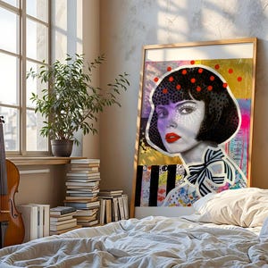 Arte da parete stile street art, stampa su acrilico, stampa urban con cornice, poster fine art, Bold Colors portrait-Unique Home decor urban