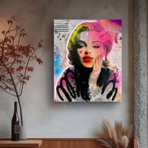 arte da parete ritratto di Marylin Monroe. Stampa pop art vibrante - Poster stampa fine art- arte moderna, urban art. Hollywood home decor