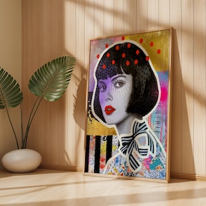 Arte da parete stile street art, stampa su acrilico, stampa urban con cornice, poster fine art, Bold Colors portrait-Unique Home decor urban