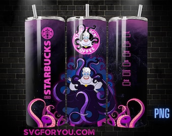Ursula Coffee 20oz Skinny Tumbler Template PNG, Ursula Skinny Tumbler Wrap Design PNG File Digital Download