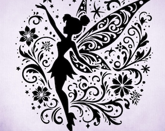 Tinkerbell Mandala Prinzessin SVG, Peter Pan Verzauberte Fee Prinzessin, Silhouette Cut Files, Png, Printable, Clipart, Sublimationsdesign