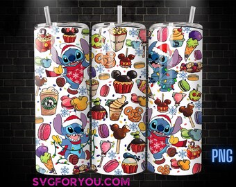 Stitch Christmas Santa Candy Cane Tumbler Wrap, 20oz Cartoon Movie Tumbler , Stitch Design Png, Tumbler Sublimation, Digital File