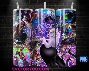 Its Magic Villain Ursula 20oz Skinny Tumbler Template PNG, The Little Mermaid Skinny Tumbler Wrap Design PNG File Digital Download