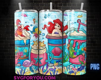 Princess Ariel Under the Sea Tumbler Wrap PNG, Coffee Tumbler Wrap , 20oz Skinny Tumbler, The Little Mermaid Skinny Tumbler Wrap Design PNG