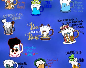 Princess Beer Glass Mug SVG, Princess Wine Glass svg, Toy Story, Lion King, Goofy Wine Glass cut file, File Silhouette, Printable file