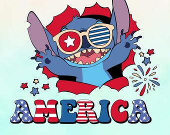 Fiesta SVG del 4 de julio de Stitch en EE. UU. SVG del 4 de julio, SVG de Stitch del 4 de julio, SVG del Día de la Independencia