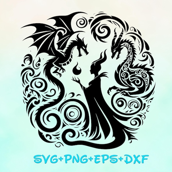 Maleficent Villains Mandala SVG, Maleficent , Zentangle Silhouette Cut Files, Png, Printable, Sublimation Design