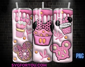 Plantilla de sublimación para cupcakes navideños de Minnie Mouse, Mickey y sus amigos (PNG), envoltura PNG para vaso navideño de Mickey Mouse