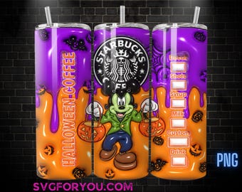 Retro Halloween nadmuchany Mickey Mouse 20 oz chudy kubek do kawy, szablon projektu sublimacji Myszki Miki, komiksowy pasek Miki png