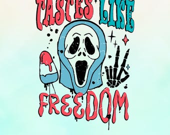 Ghostface Tastes Like Freedom SVG PNG, 4th Of July Horror Movie svg, Ghostface Patriotic Independence Day Svg