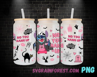 Envoltura de lata de vidrio de 16 oz con puntada rosa como fantasma, PNG, No cuelgues la envoltura de lata de vidrio Libbey para Halloween, Feliz Halloween, envoltura de lata de vidrio PNG