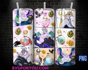 Bösewicht Ursula Aquarell Tumbler Wrap PNG, Halloween Tumbler Wrap, 20 Unzen Skinny Tumbler, Die kleine Meerjungfrau Skinny Tumbler Wrap Design PNG