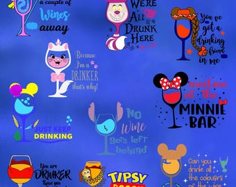 Princess Wine Glass SVG, Princess Wine Glass svg, Minnie, Pooh, Toy story, Nemo, Stitch Wine Glass cut file, Printable file