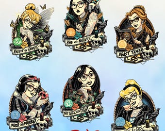 Punk Princess with Tattoos PNG Bundle, Rock Princess PNG, Magic Clipart, Cartoon PNG Sublimation, Vacation Theme Parks Spooky Season png