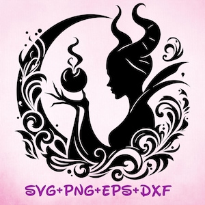 Maleficent Villains Mandala SVG, Maleficent , Zentangle Silhouette Cut Files, Png, Printable, Sublimation Design image 1