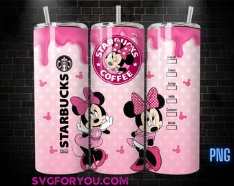 Pink Glitter Minnie Mouse 20oz Skinny Tumbler Template PNG, Mickey Mouse Skinny Tumbler Wrap Design PNG File Digital Download