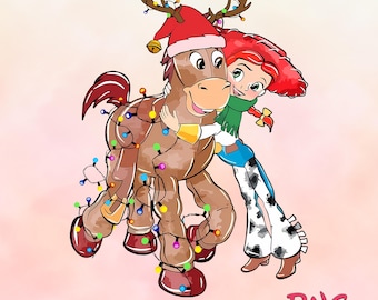 Retro Disney Toy Story Jessie e Bullseye Luci di Natale PNG, Woody png, Buzz Lightyear png, Toy Story Png, pacchetto di immagini png di Toy Story