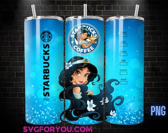 Princess Jasmine Coffee Tumbler Wrap PNG, Aladdin Tumbler Wrap , 20oz Skinny Tumbler, Aladdin Skinny Tumbler Wrap Design PNG