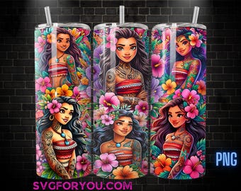Moana Tattoo Tumbler Wrap PNG, Tattoo Tumbler Wrap png, 20oz Skinny Tumbler png, Skinny Tumbler Wrap Design PNG