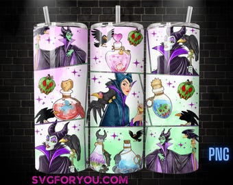 Bösewicht Maleficent Aquarell Tumbler Wrap PNG, Halloween Tumbler Wrap, 20 Unzen Skinny Tumbler, Dornröschen Skinny Tumble Wrap Design PNG