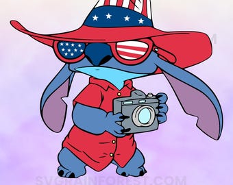 SVG de Stitch para el 4 de julio, SVG de Lilo y Stitch para el 4 de julio, SVG de la estatua de Stitch para el 4 de julio, SVG de Stitch para el Día de la Independencia