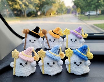Wizard Ghost Crochet PDF Pattern - Mini Witch Ghost Amigurumi Bundle, Cute Halloween Plush Set, Magical Spooky Decor, Cute Crochet Gift