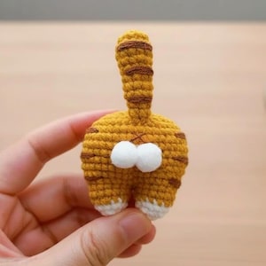Crochet Cat Keychain Pattern - Amigurumi Cat Butt Crochet Pattern, Funny Cat Butt Crochet, Easy Crochet Keychain Beginner Tutorial