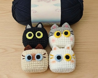 Square Cat Crochet Pattern PDF - Cute Cat Amigurumi Pattern, Easy Beginner Crochet Cat Tutorial, DIY Gift Idea, Crochet Animal Pattern