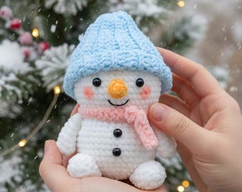 Cute Snowman Crochet PDF Pattern - How to Crochet Christmas Plush Amigurumi - Crochet Christmas Gift - Crochet Xmas Home Decoration