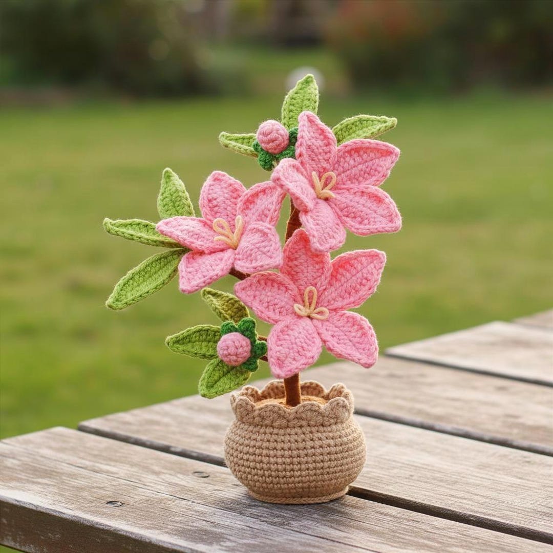 Peach Blossom Pot Crochet Pattern - Amigurumi Flower Pot PDF Tutorial ...