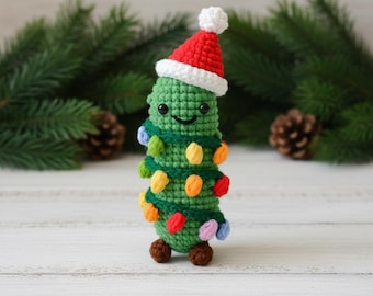 Christmas Pickle Easy Crochet PDF Pattern - Low sew Crochet Christmas Tree Decor Amigurumi - Crochet Lucky Pickle Christmas Gift Plush