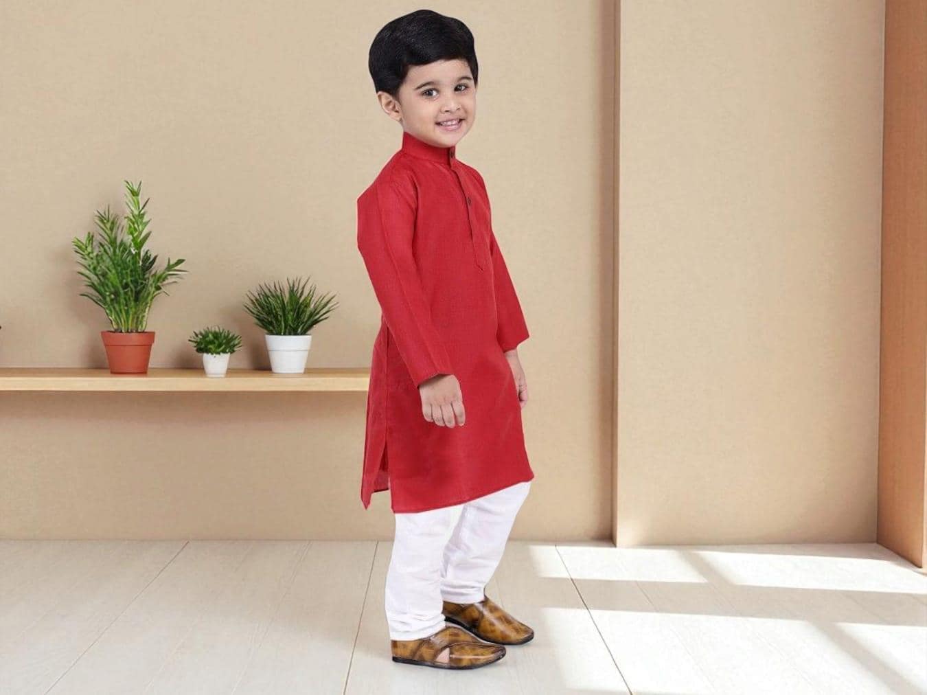 Boys Traditional Printed Chudidar Kurta Set - Green main image 1