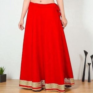 Solid Readymade Skirt Dupion Lace Up Beach Wear for Women Maxi Skirt Lehenga with Zari Border Summer Wear Tunic Long Maxi