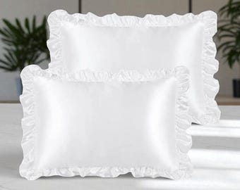 Ruffled Satin Pillowcase Set: Handcrafted Envelope Closure, 28x18 Inch