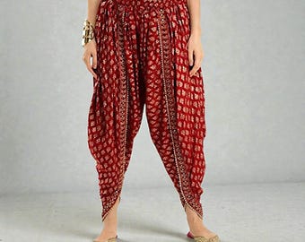 Pantalones Dhoti de Rayón de Talla Única para Mujer, Cómodos Pantalones Harem para Diario y Fiesta