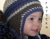 Crochet Beanie Pattern, Ear Flap Crochet Pattern, Kids Mountain Jam Ear flap Hat, All sizes Baby through Adult included
