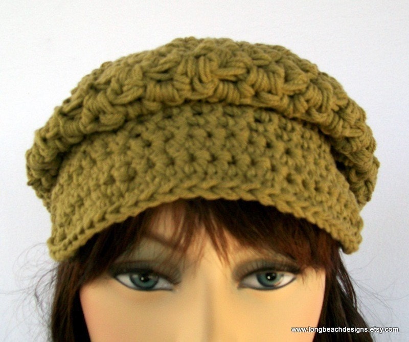Crochet Visor Beanie Pattern/ Crochet Newsboy Hat/ East Coast Visor Beanie