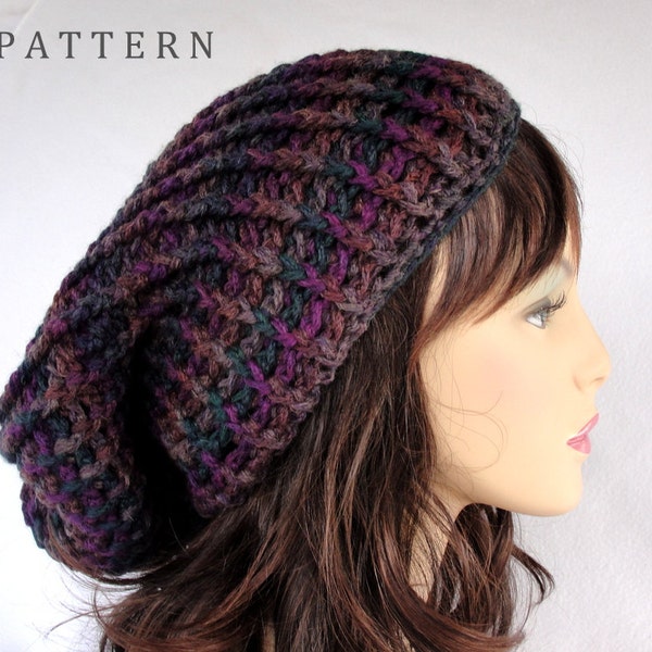 Crochet Hat Pattern, Slouchy Beanie, Sundown Super Slouchy Hat , ALL SIZES Toddler, Child, Adult/Teen, Crochet slouch beanie pattern