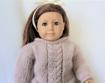 Knitting PATTERN Doll Cable Sweater for 18 inch dolls, doll knitting pattern, doll pattern, doll sweater pattern