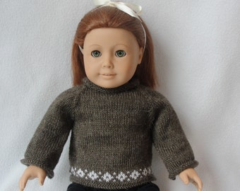 Knitting PATTERN Doll Hot Cocoa  Sweater for 18 inch dolls pattern, doll pattern, doll sweater pattern